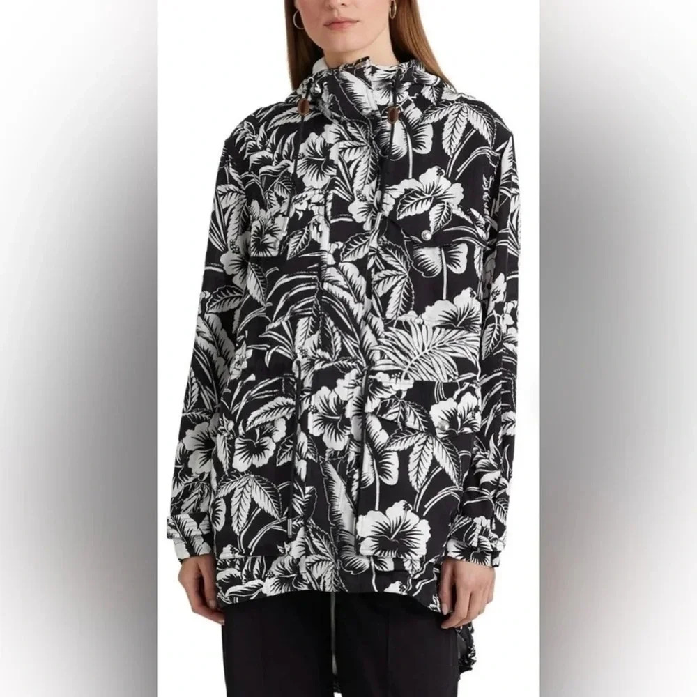 Lauren Ralph  Lauren
Floral Ripstop Hooded Windbreaker Women’s Size M NWT